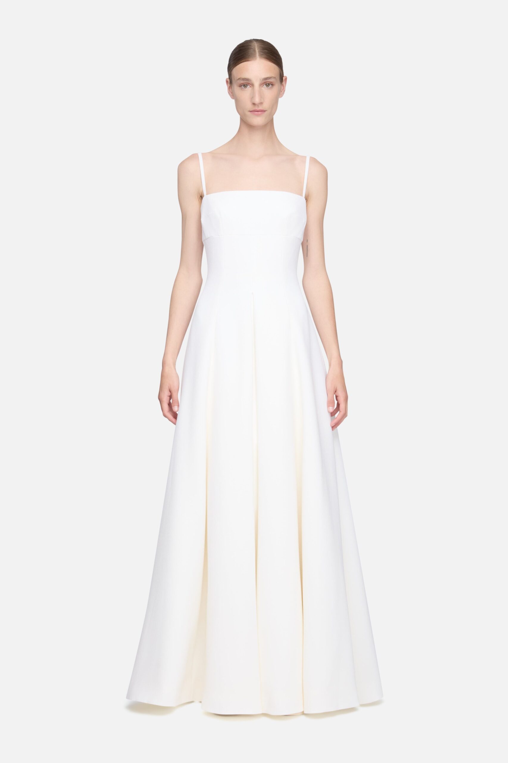 Emilia Wickstead Oceana Dress in Ivory Single Wool Crepe