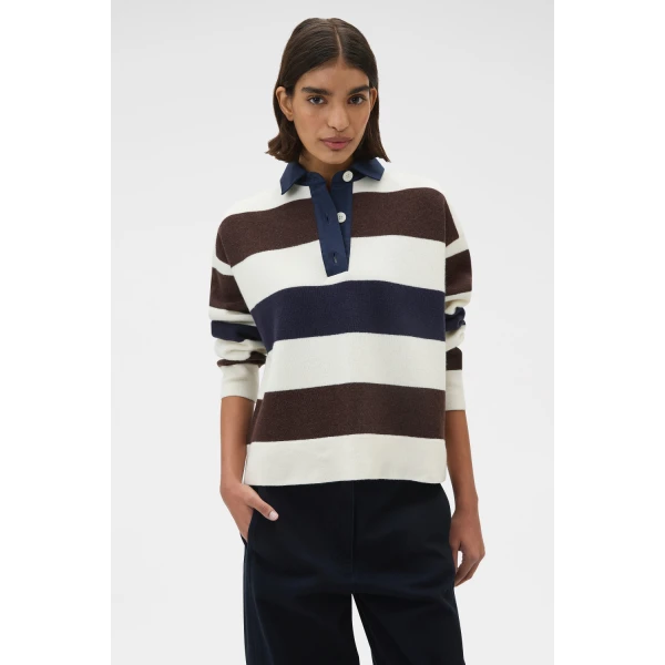 Contrast Collar Rugby Knit