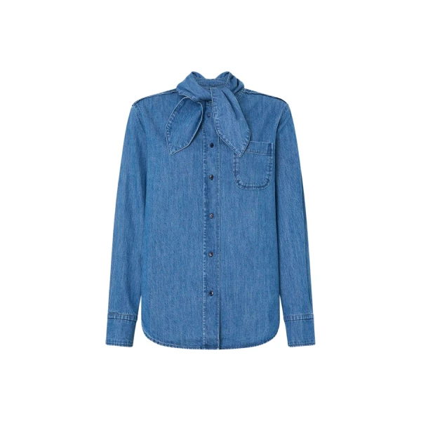 Denim Tie Neck Shirt Denim