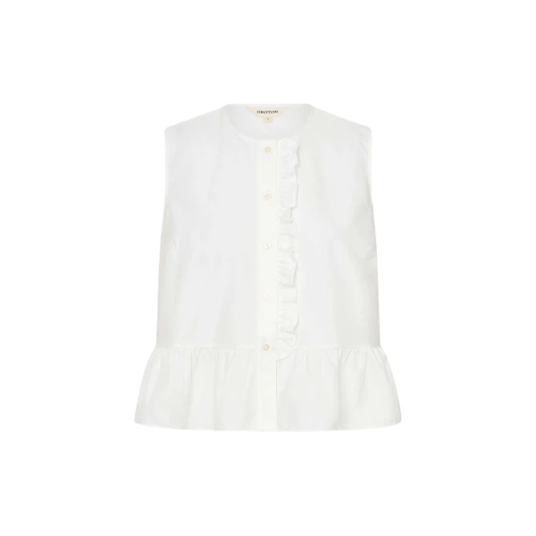 Oxford Peplum Top Antique White