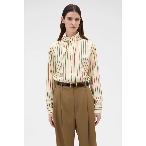 Stripe Tie Neck Shirt