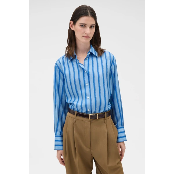 Tonal Stripe Silk Shirt