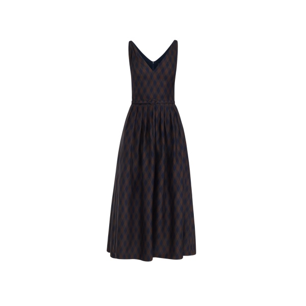 Oscar de la Renta Argyle Silk Twill Dress