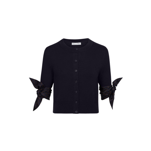 Oscar de la Renta Argyle Tie-Detailed Cardigan