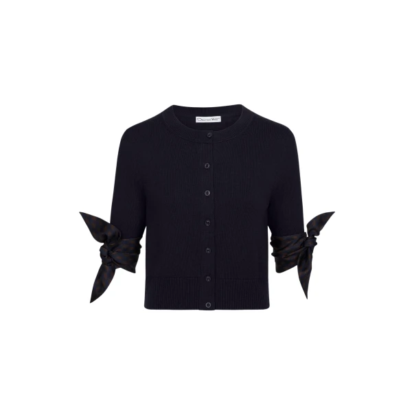 Oscar de la Renta Argyle Tie-Detailed Cardigan