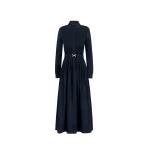 Oscar de la Renta Bow Belt Cotton Stretch Twill Dress
