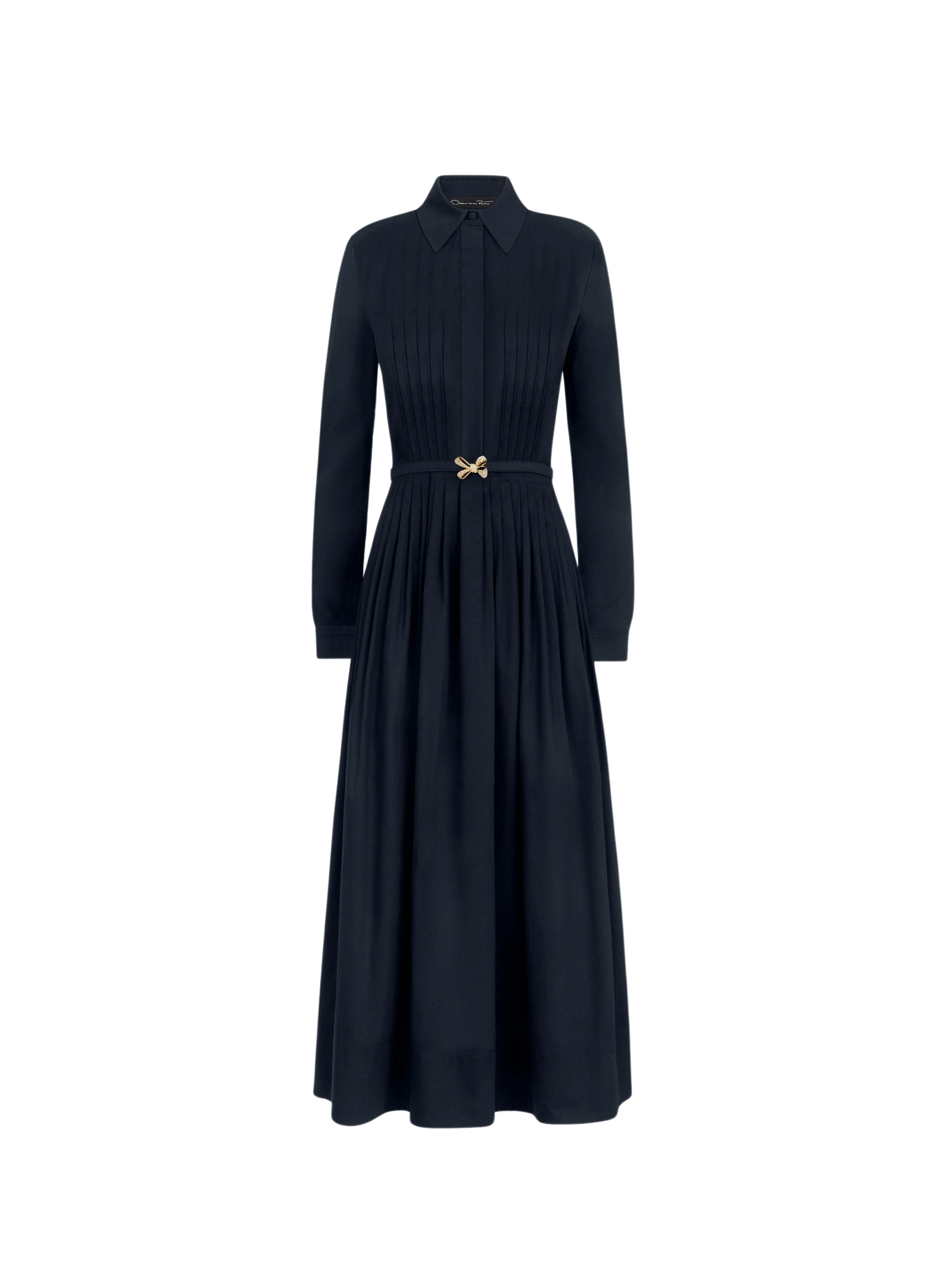 Oscar-de-la-Renta-Bow-Belt-Cotton-Stretch-Twill-Dress34547_nobg Oscar de la Renta Bow Belt Cotton Stretch Twill Dress