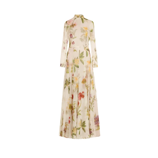 Oscar de la Renta Chiné Dominican Mixed-Floral Chiffon Gown