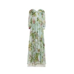 Oscar de la Renta Chiné Dominican Mixed-Floral Chiffon Sweetheart Gown