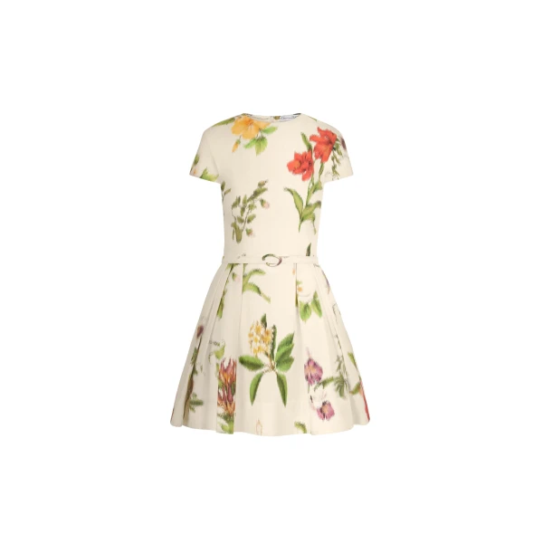 Oscar de la Renta Chiné Dominican Mixed-Floral Cotton Poplin Dress