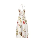 Oscar de la Renta Chiné Dominican Mixed-Floral Faille Cocktail Dress