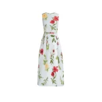 Oscar de la Renta Chiné Dominican Mixed-Floral Faille Dress