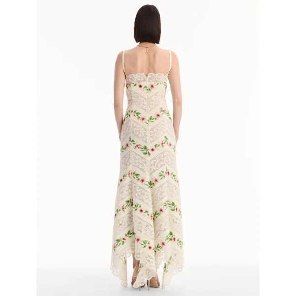 Oscar de la Renta Chiné Hibiscus Striped Cotton Poplin Dress - Dresses - American Luxury Evening Wear at Coveti