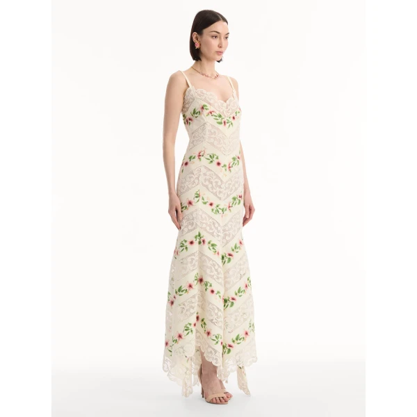 Oscar de la Renta Chiné Hibiscus Striped Cotton Poplin Dress - Dresses - American Luxury Evening Wear at Coveti