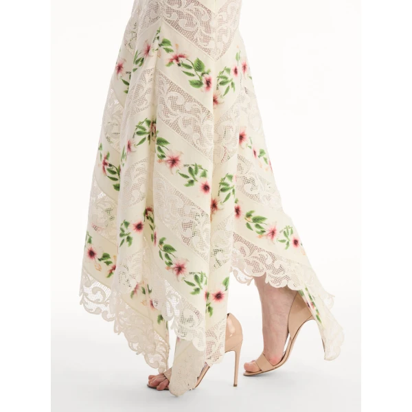 Oscar de la Renta Chiné Hibiscus Striped Cotton Poplin Dress - Dresses - American Luxury Evening Wear at Coveti