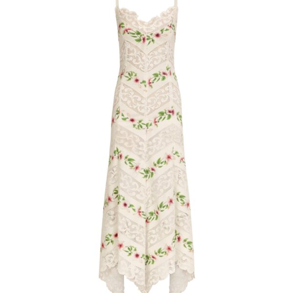 Oscar de la Renta Chiné Hibiscus Striped Cotton Poplin Dress - Dresses - American Luxury Evening Wear at Coveti