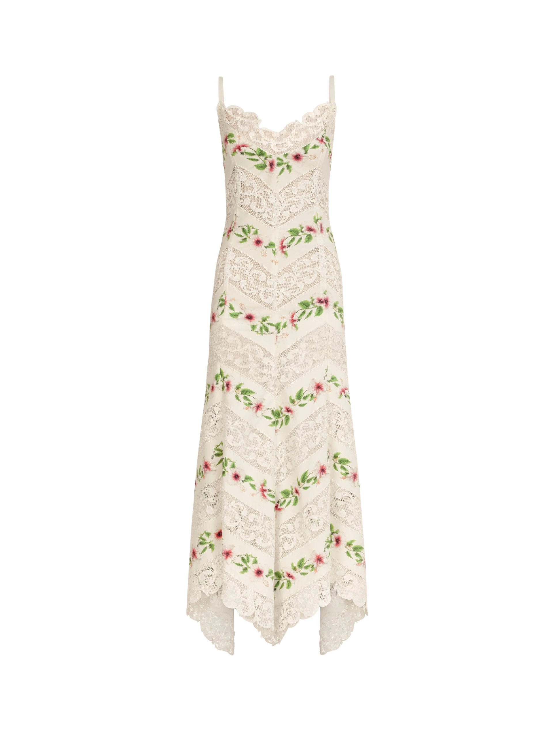 Oscar de la Renta Chiné Hibiscus Striped Cotton Poplin Dress - Dresses - American Luxury Evening Wear at Coveti