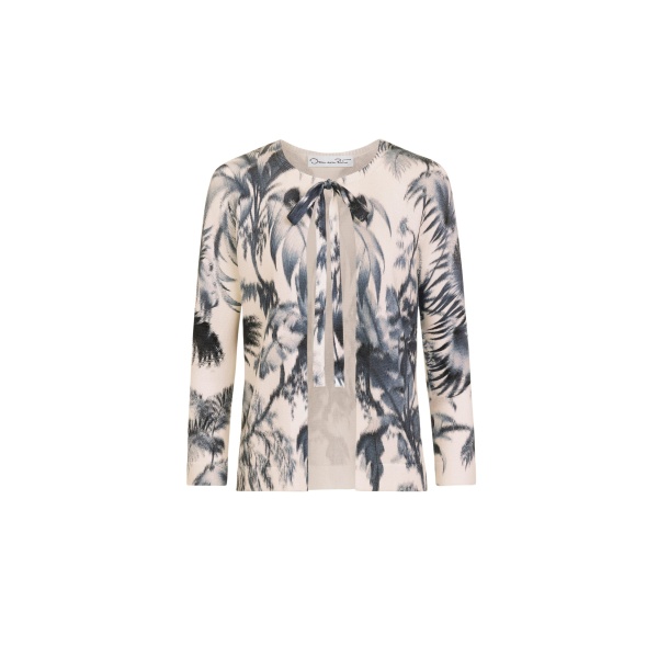 Oscar de la Renta Chiné Palm Leaves Cardigan