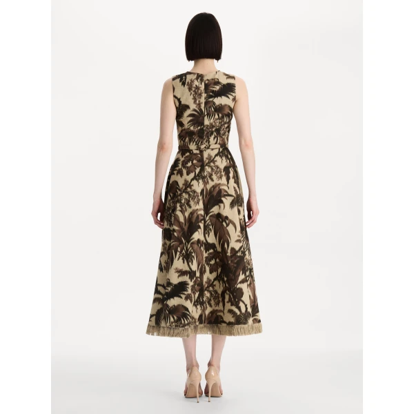 Oscar de la Renta Chiné Palm Leaves Dress - Dresses - American Luxury Evening Wear at Coveti