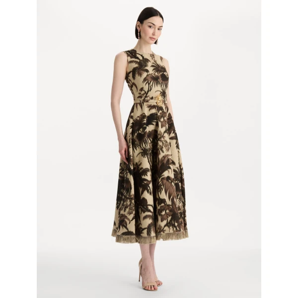 Oscar de la Renta Chiné Palm Leaves Dress - Dresses - American Luxury Evening Wear at Coveti