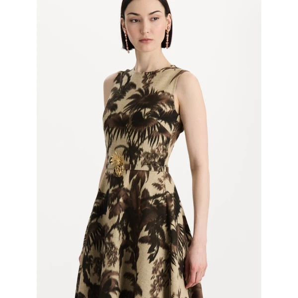 Oscar de la Renta Chiné Palm Leaves Dress - Dresses - American Luxury Evening Wear at Coveti