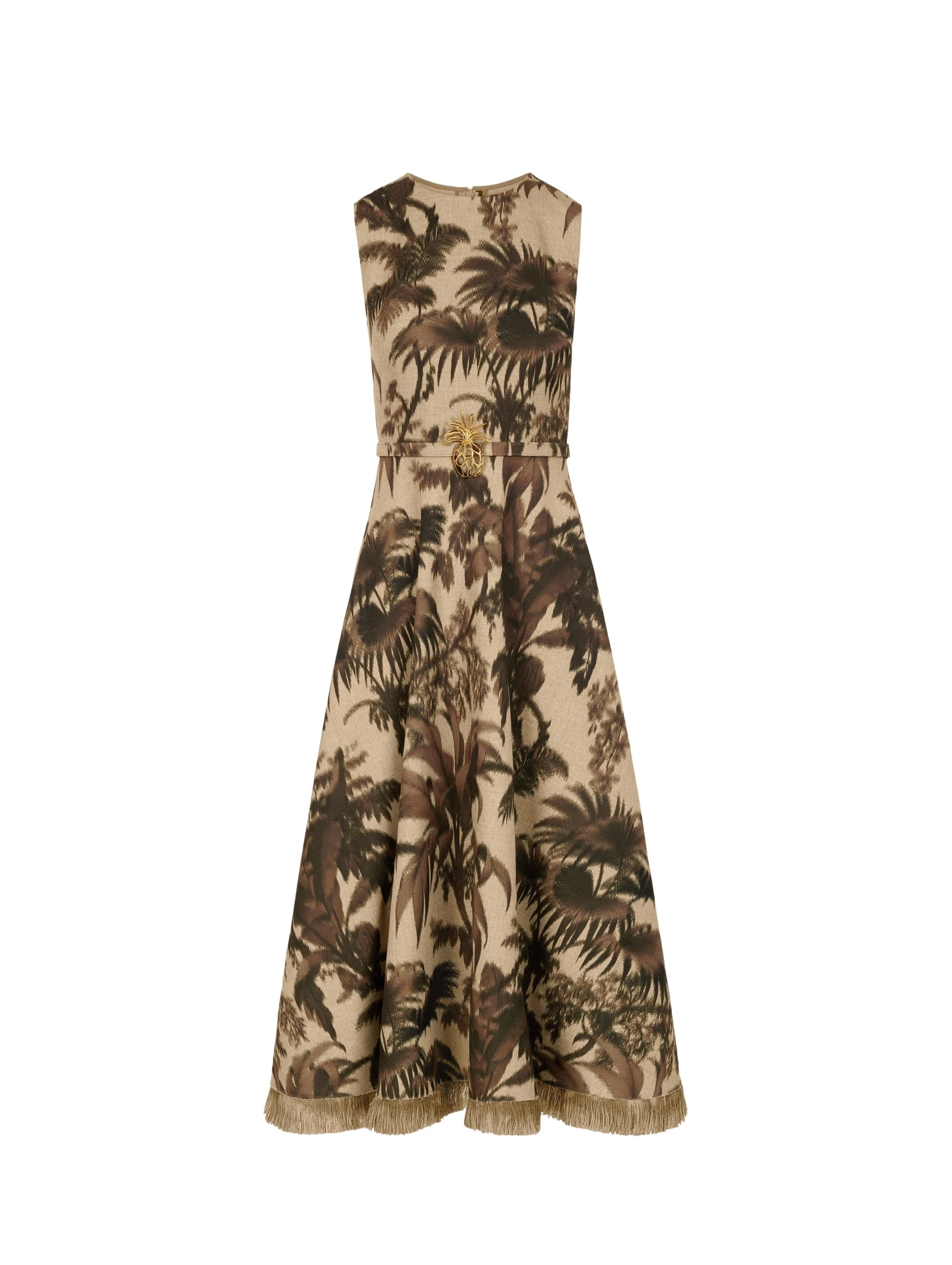 Oscar de la Renta Chiné Palm Leaves Dress - Dresses - American Luxury Evening Wear at Coveti