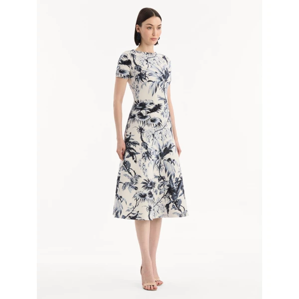Oscar de la Renta Chiné Palm Leaves Knit Dress - Dresses - American Luxury Evening Wear at Coveti