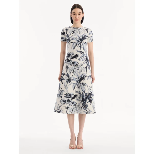 Oscar de la Renta Chiné Palm Leaves Knit Dress - Dresses - American Luxury Evening Wear at Coveti