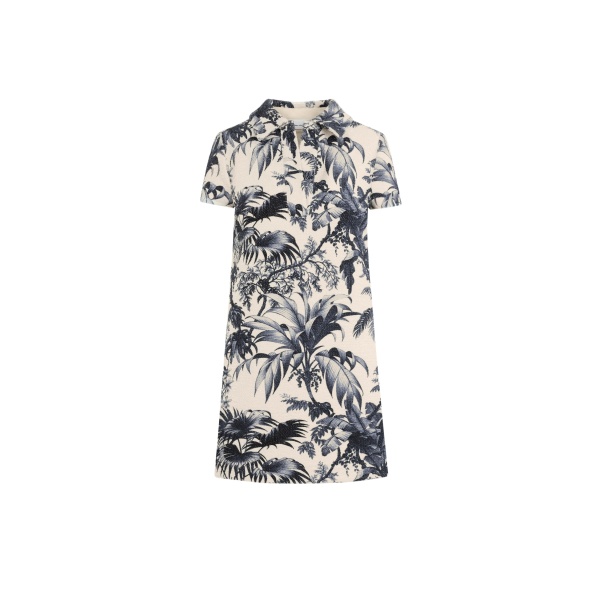 Oscar de la Renta Chiné Palm Leaves Shift Dress