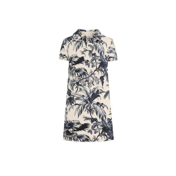 Oscar de la Renta Chiné Palm Leaves Shift Dress