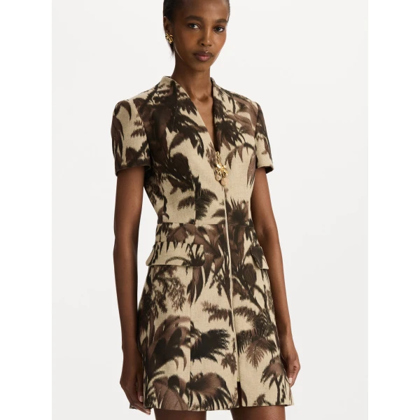 Oscar de la Renta Chiné Palm Leaves Tweed Dress - Dresses - American Luxury Evening Wear at Coveti