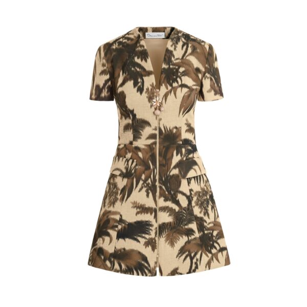 Oscar de la Renta Chiné Palm Leaves Tweed Dress - Dresses - American Luxury Evening Wear at Coveti