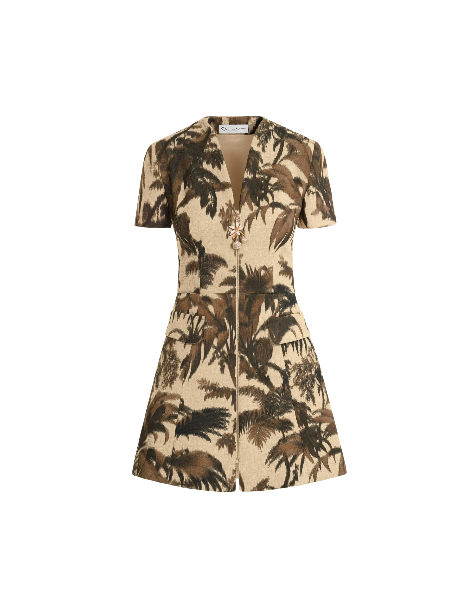 Oscar de la Renta Chiné Palm Leaves Tweed Dress - Dresses - American Luxury Evening Wear at Coveti