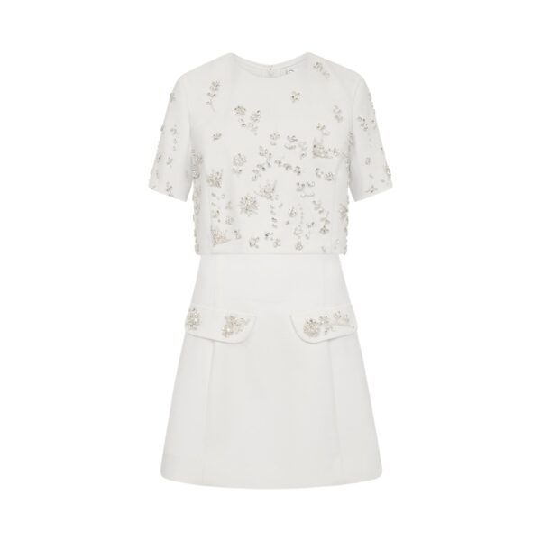 Oscar de la Renta Crystal Floral Embroidered Cocktail Dress - Dresses - American Luxury Evening Wear at Coveti