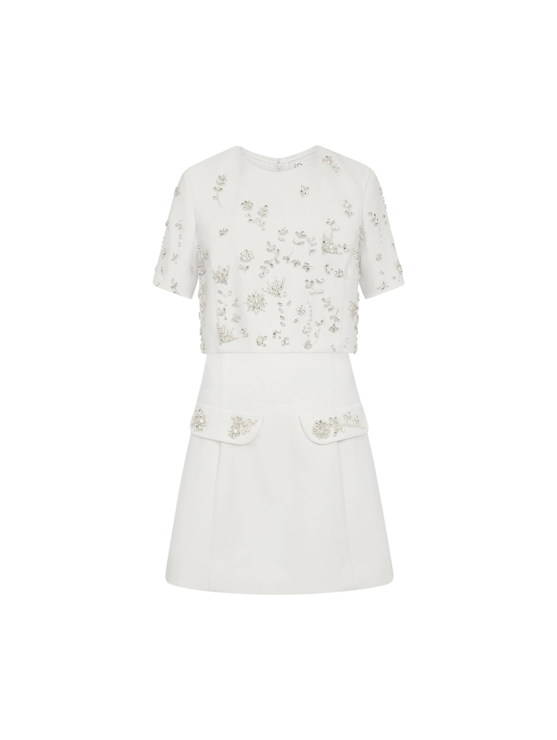 Oscar de la Renta Crystal Floral Embroidered Cocktail Dress - Dresses - American Luxury Evening Wear at Coveti