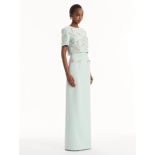 Oscar de la Renta Crystal Floral Embroidered Gown - Dresses - American Luxury Evening Wear at Coveti