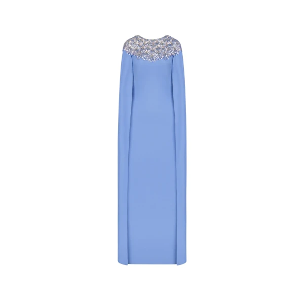 Oscar de la Renta Crystal & Glass Embroidered Caftan