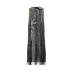 Oscar de la Renta Crystal Grid Floral Embroidered Caftan
