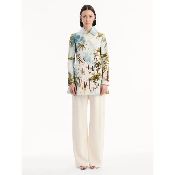 Oscar de la Renta Dominican Landscape Cotton Poplin Coat - Coats - American Luxury Evening Wear at Coveti
