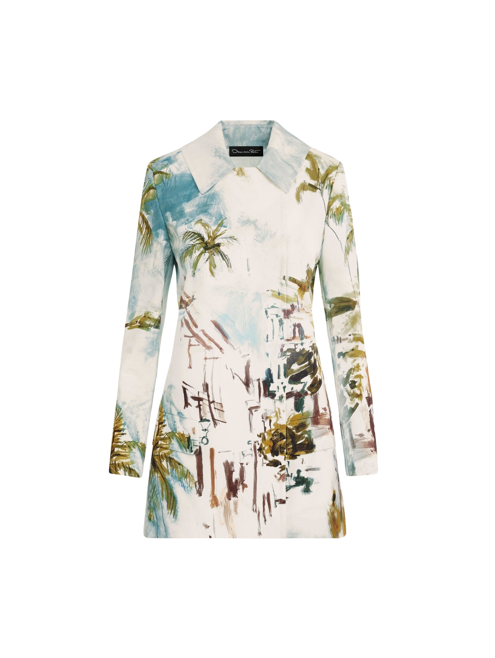 Oscar de la Renta Dominican Landscape Cotton Poplin Coat