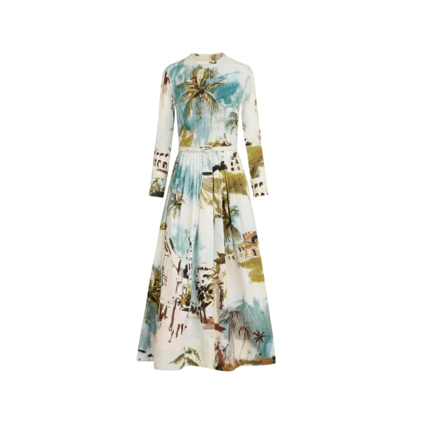Dominican Landscape Cotton Poplin Dress