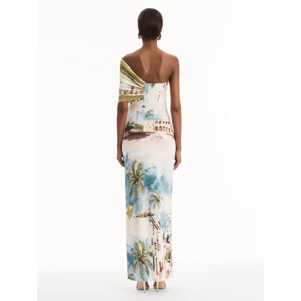 Oscar de la Renta Dominican Landscape Jersey Gown - Dresses - American Luxury Evening Wear at Coveti