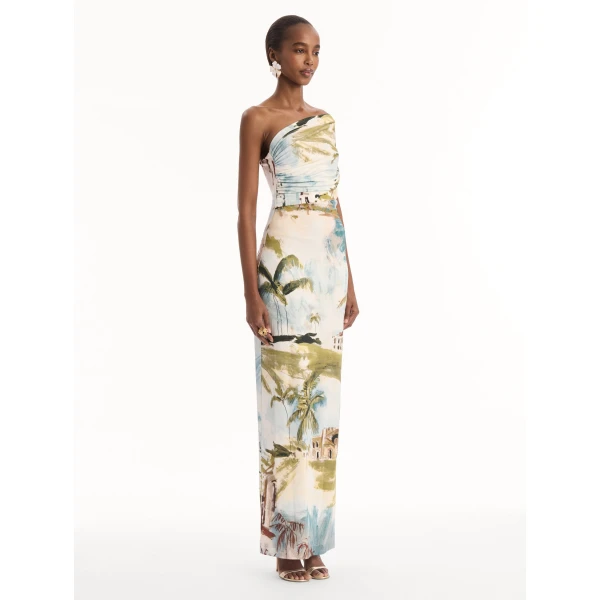 Oscar de la Renta Dominican Landscape Jersey Gown - Dresses - American Luxury Evening Wear at Coveti