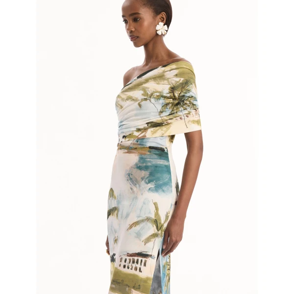 Oscar de la Renta Dominican Landscape Jersey Gown - Dresses - American Luxury Evening Wear at Coveti