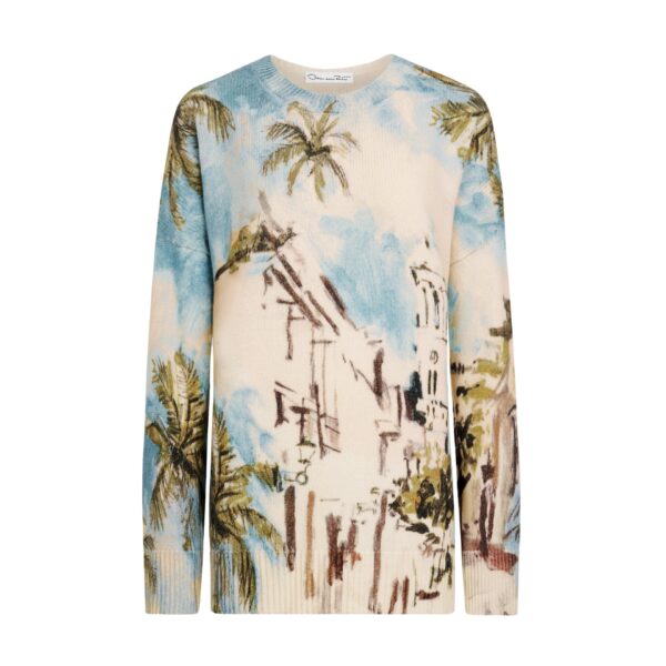 Oscar de la Renta Dominican Landscape Oversized Pullover - Knitwear - American Luxury Evening Wear at Coveti