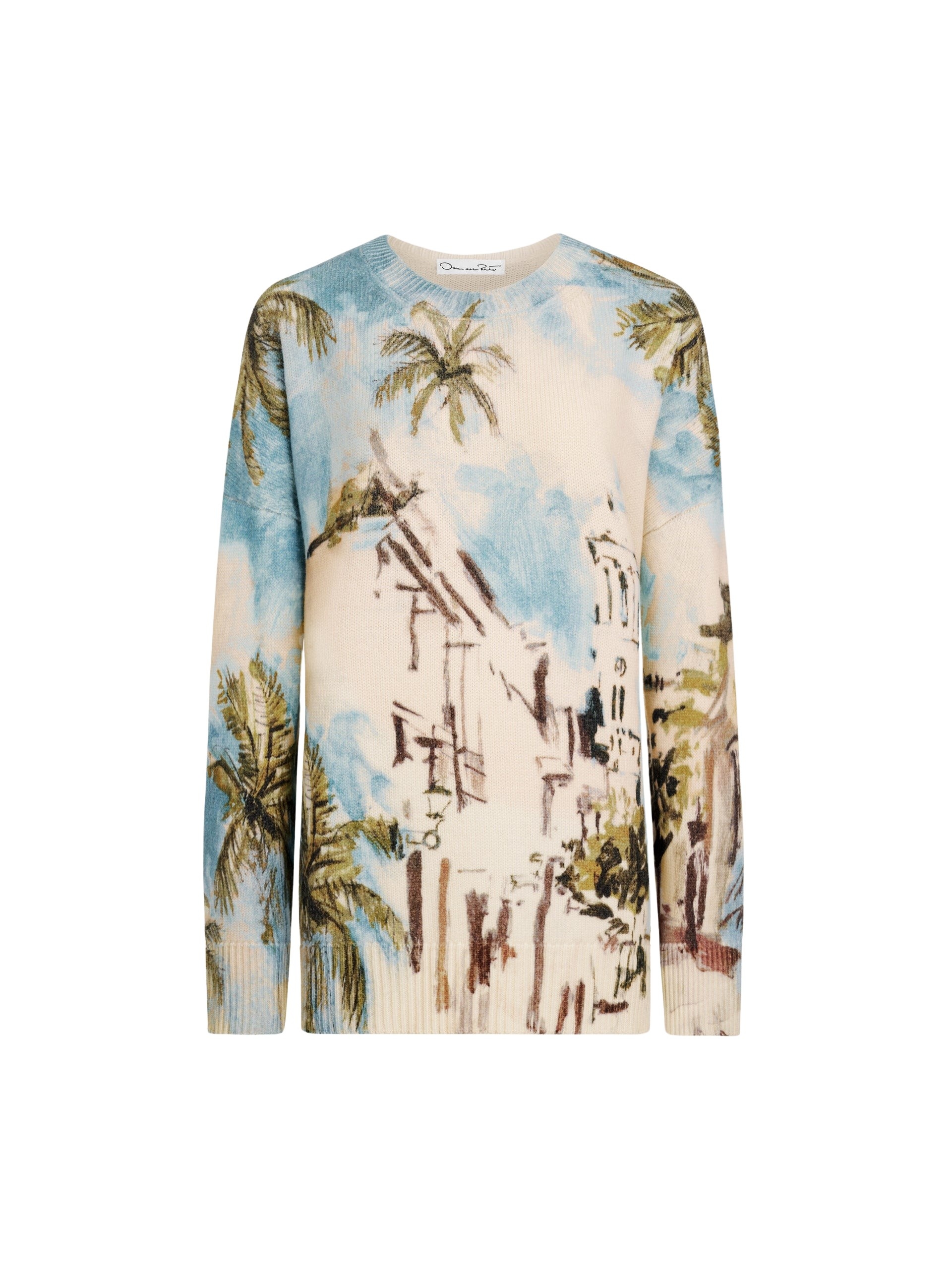 Oscar de la Renta Dominican Landscape Oversized Pullover - Knitwear - American Luxury Evening Wear at Coveti