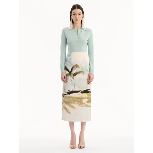 Oscar de la Renta Dominican Landscape Pencil Skirt - Skirts - American Luxury Evening Wear at Coveti