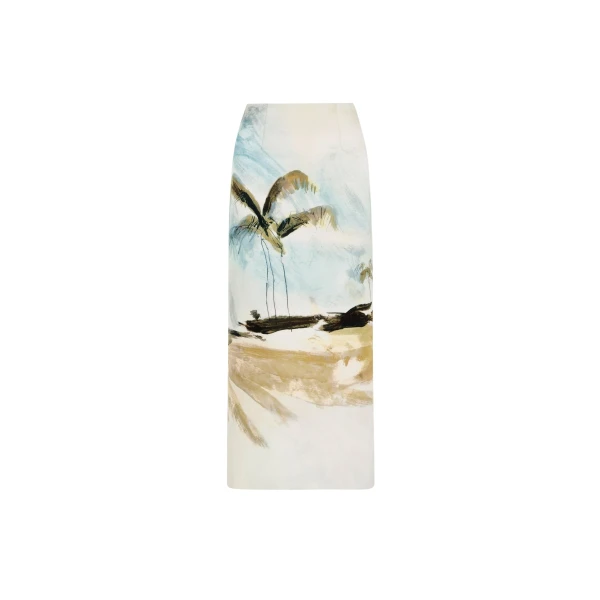 Oscar de la Renta Dominican Landscape Pencil Skirt