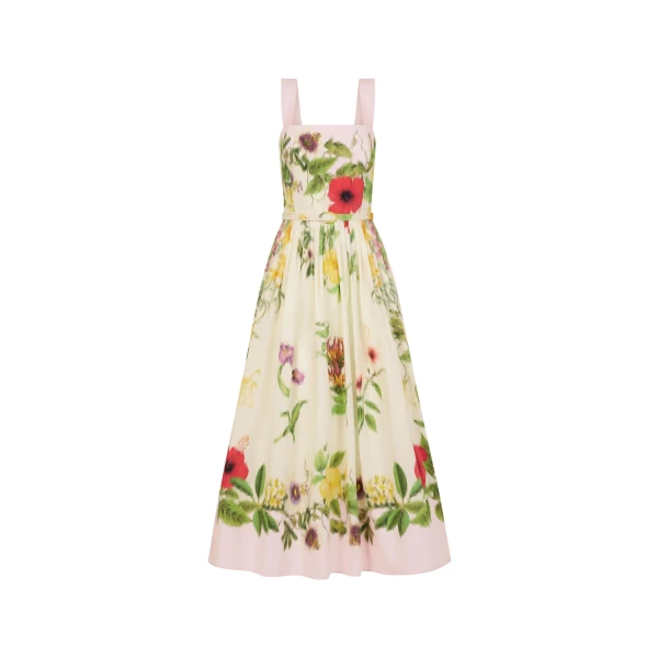 Dominican Mixed-Floral Cotton Poplin Dress