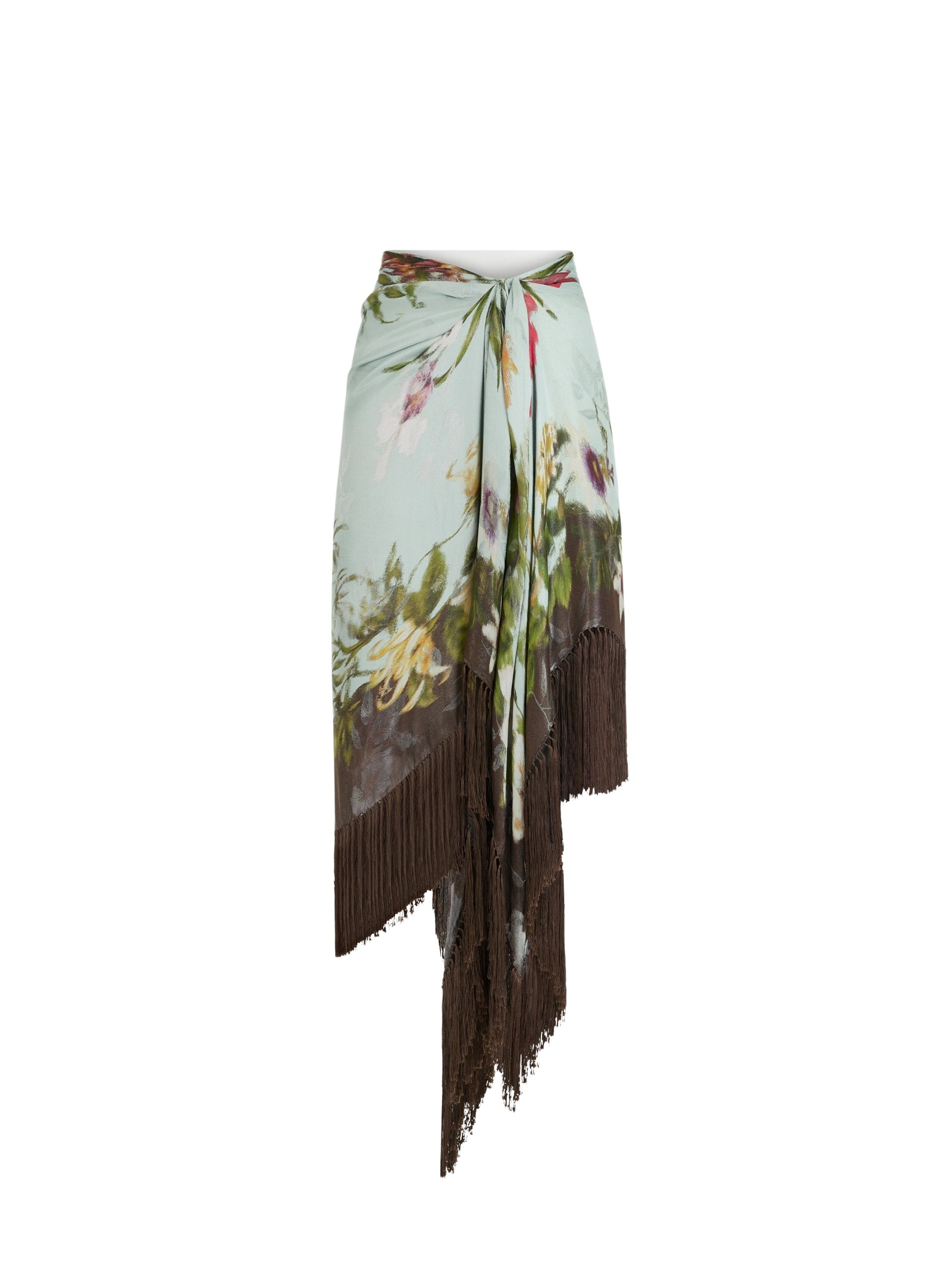 Oscar de la Renta Dominican Mixed-Floral Fringe Skirt - Skirts - American Luxury Evening Wear at Coveti